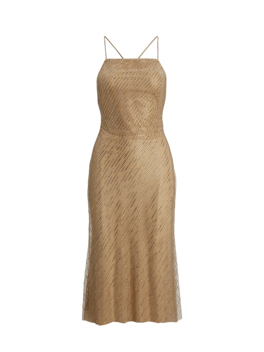 Ralph Lauren Purple Label Metallic Gold Midi Slip Dress
